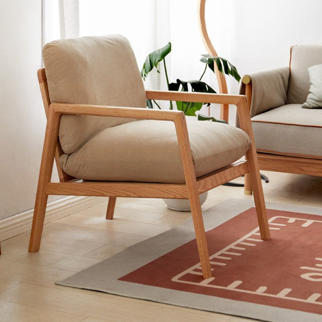 Oak Solid Wood Modern Leisure Lounge Chair