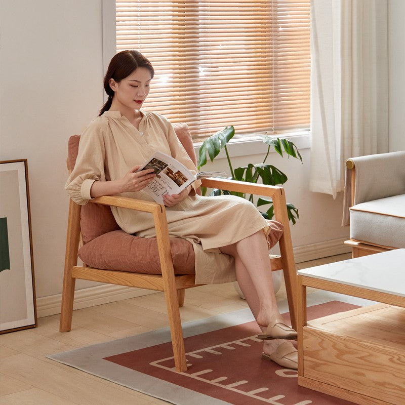 Oak Solid Wood Modern Leisure Lounge Chair
