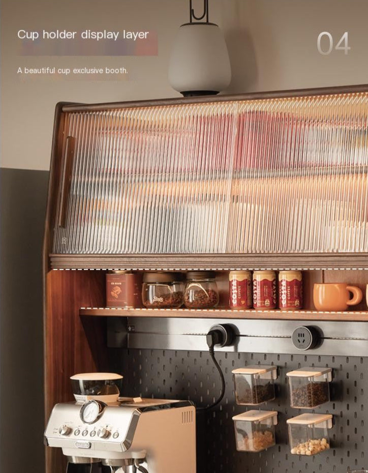 Black Walnut, Oak Solid Wood Light Luxury Style Rock Plate Storage Cabinet