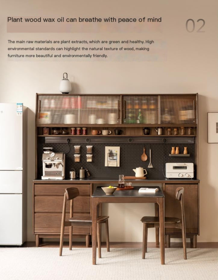 Black Walnut, Oak Solid Wood Light Luxury Style Rock Plate Storage Cabinet