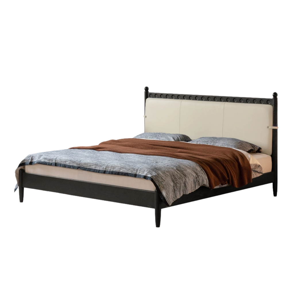 Ash Solid Wood Bauhaus Soft Leaning Antique Style Bed
