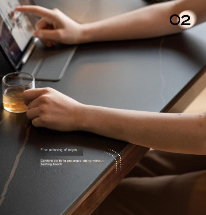 Black Walnut Solid Wood and Rock Plate Dining Table