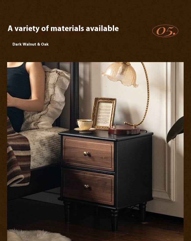 Oak Solid Wood American Retro Nightstand