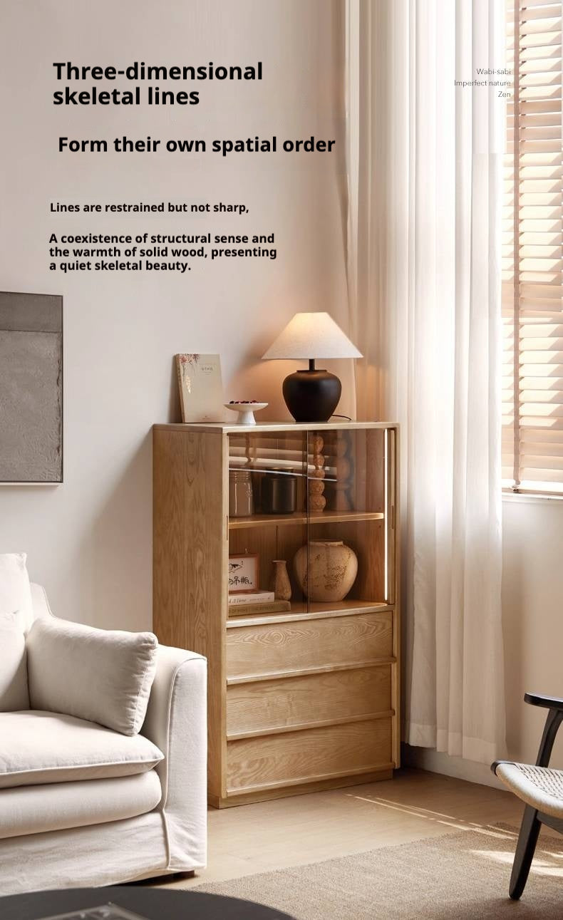 Ash Solid Wood Edge Cabinet Wabi Sabi Style