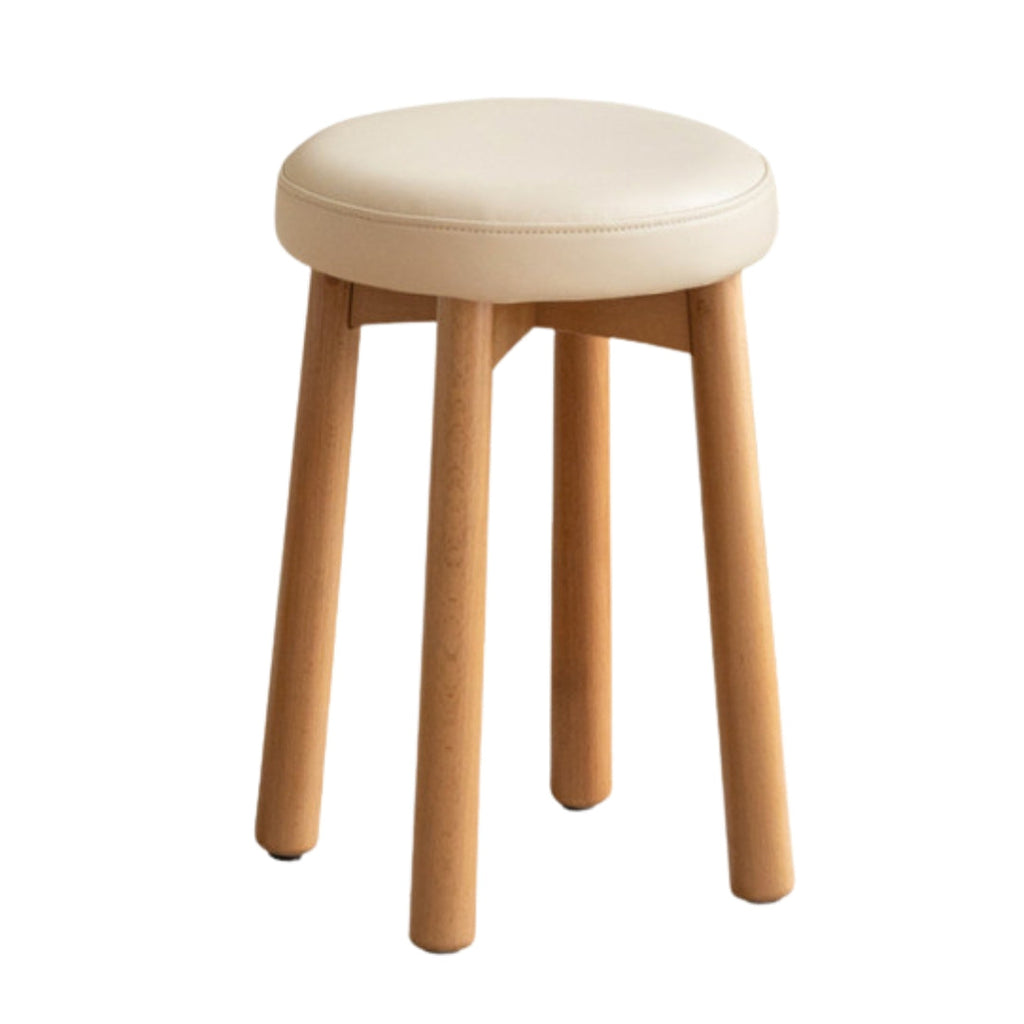 Solid Rubberwood Modern Soft Makeup Stool