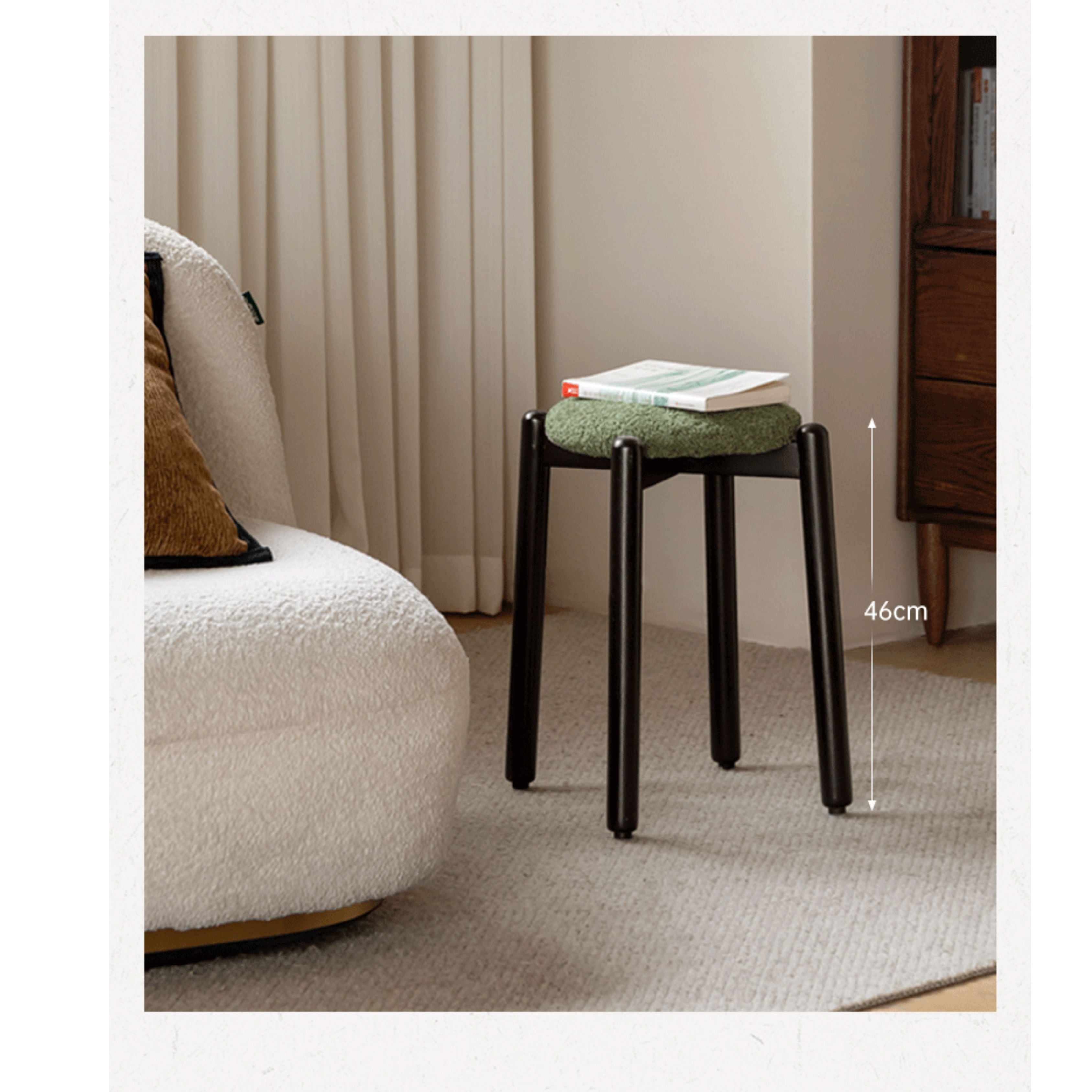 Solid Rubberwood Modern Stacking Stool