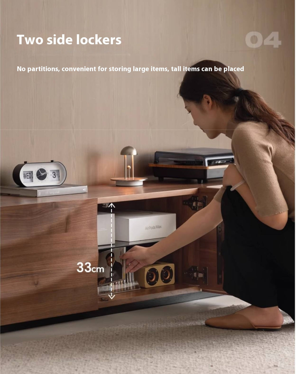 Black Walnut, Sandal Solid Wood Italian Light Luxury Style TV Stand