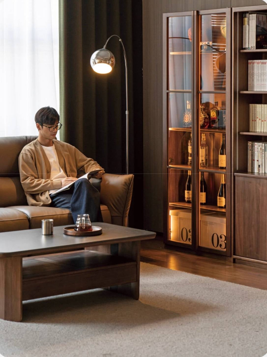 Black Walnut Solid Wood Rock Plate Coffee Table