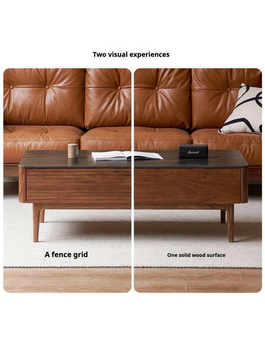 Sandalwood, Black Walnut Solid Wood Rock Plate Tea Table