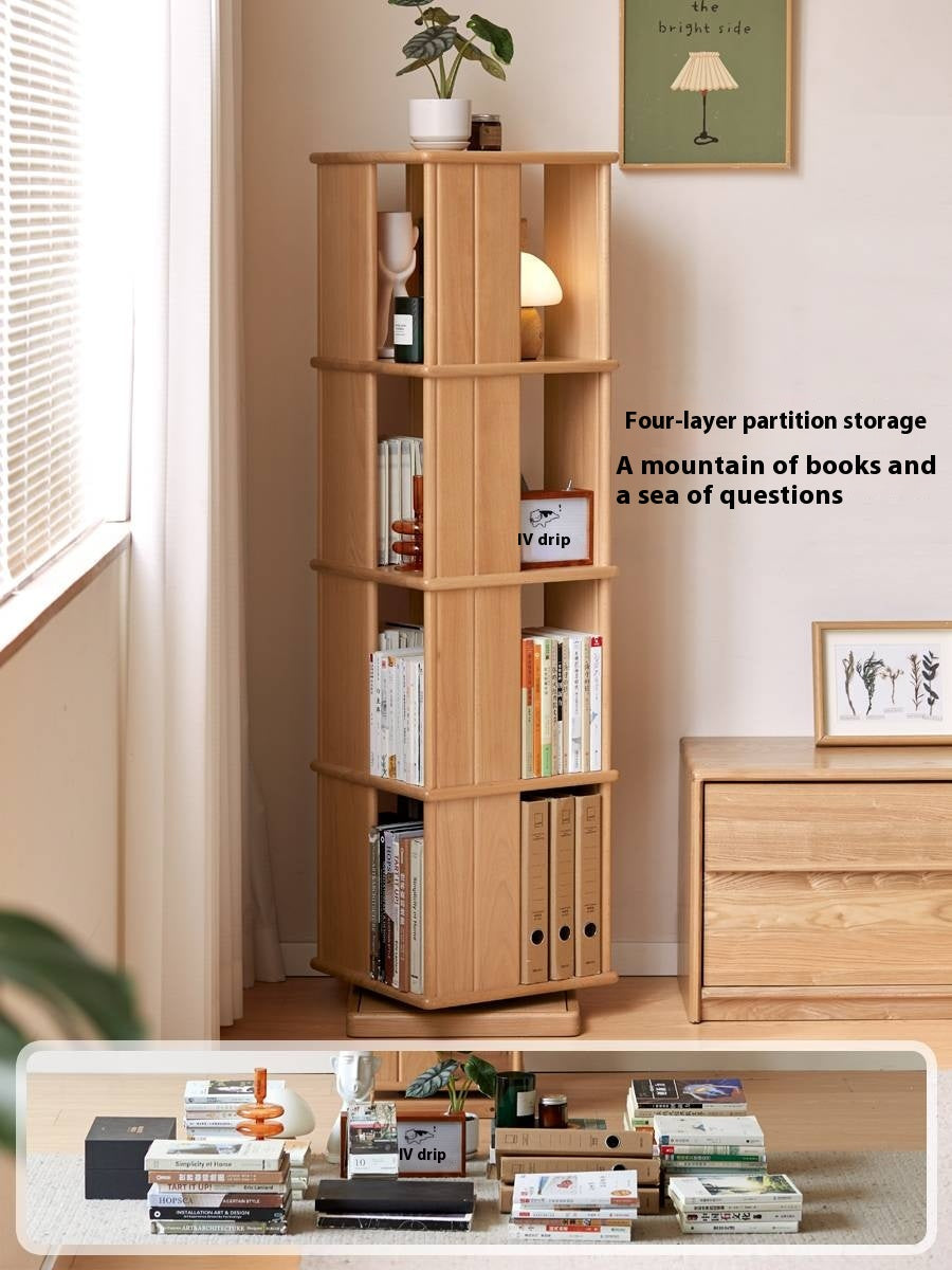 Beech Solid Wood Rotating Bookshelf