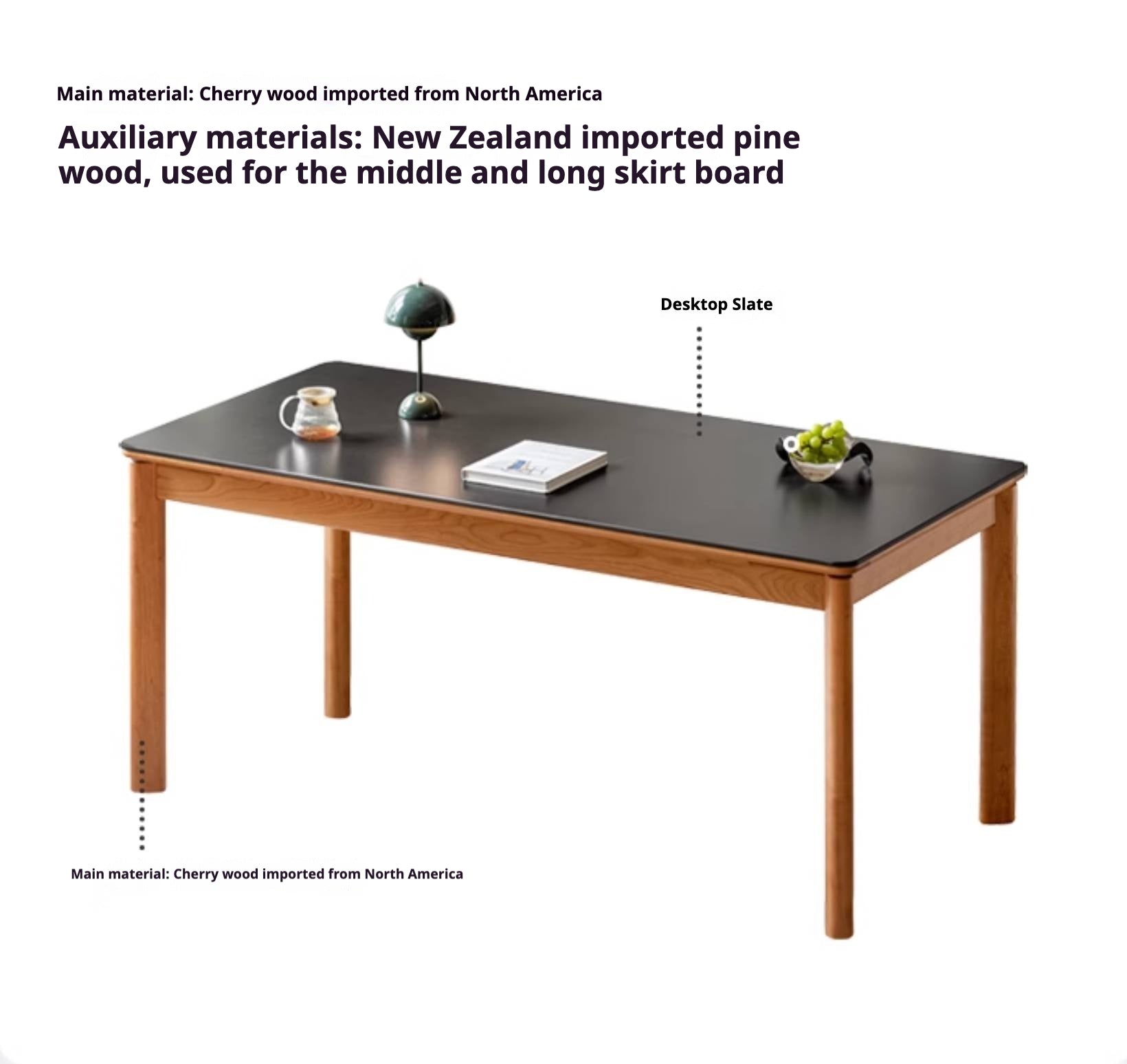 Cherry Solid Wood Rock Board Dining Table