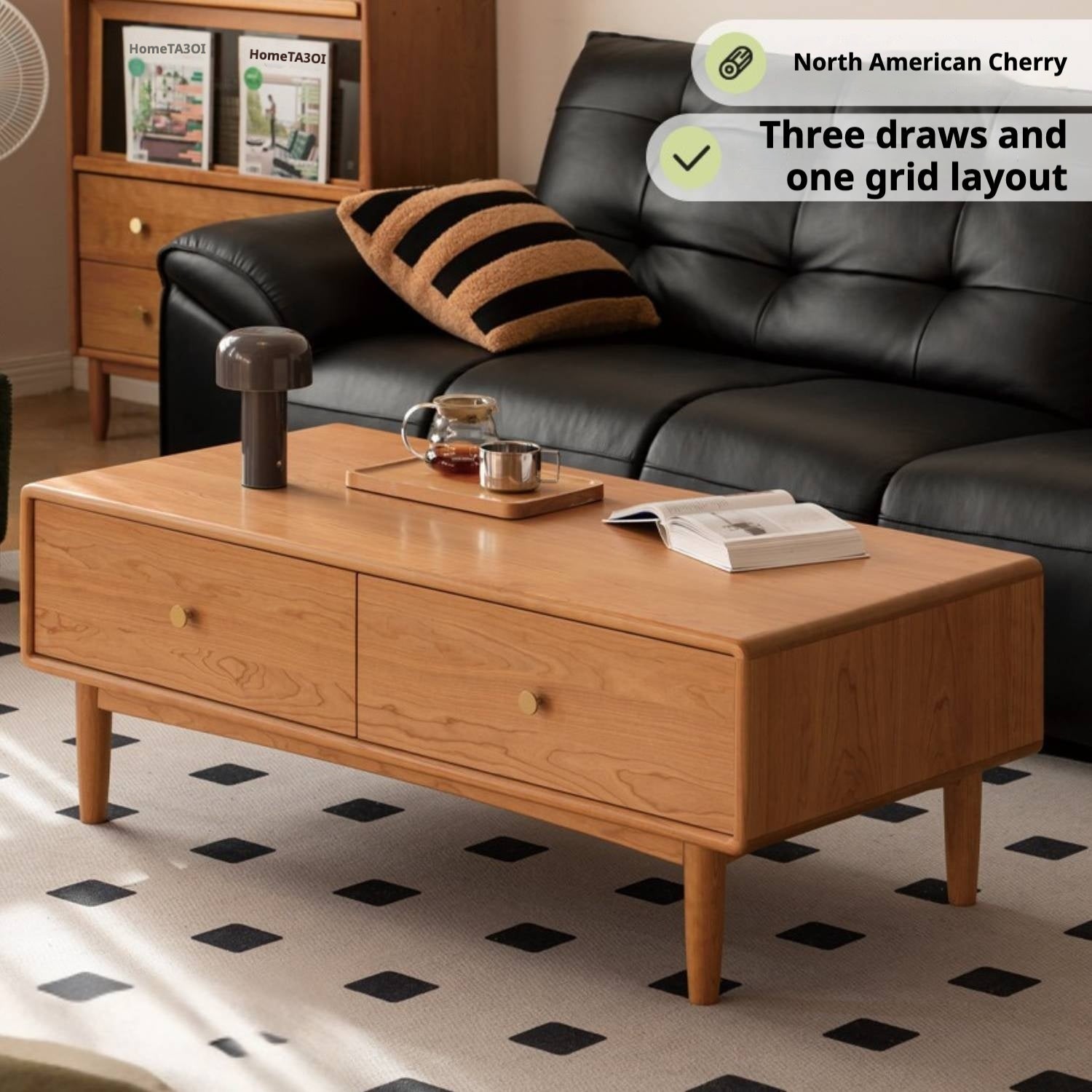 Cherry Solid Wood Medieval Style Coffee Table