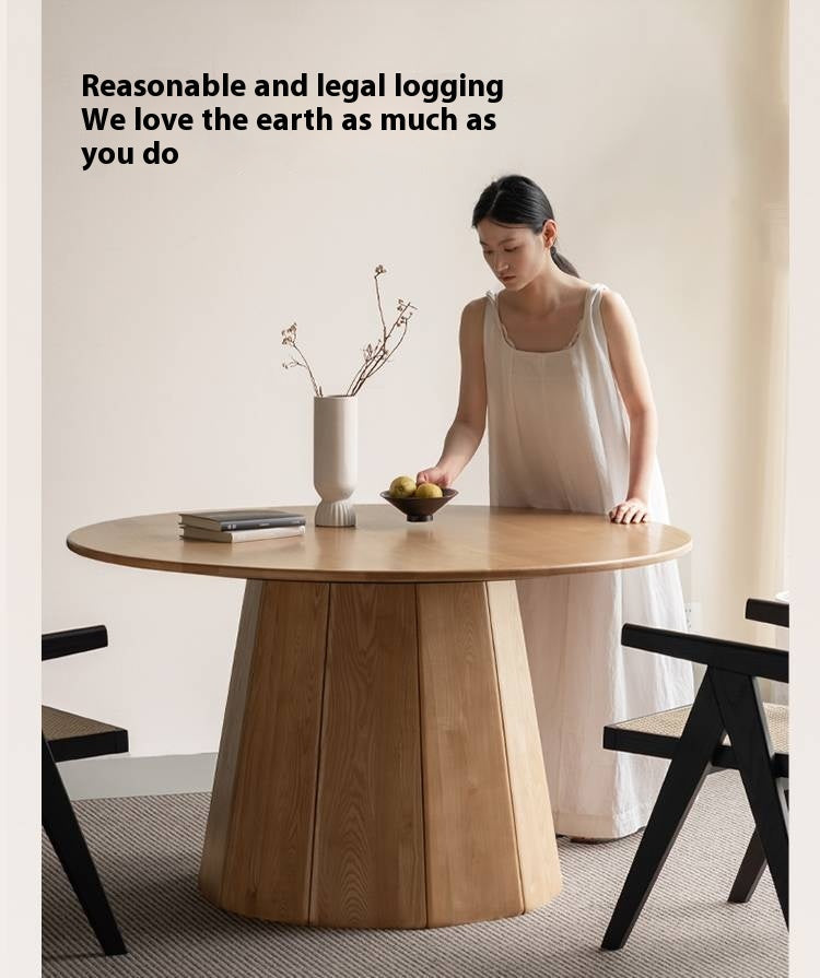 Ash Solid Wood Round Dining Table