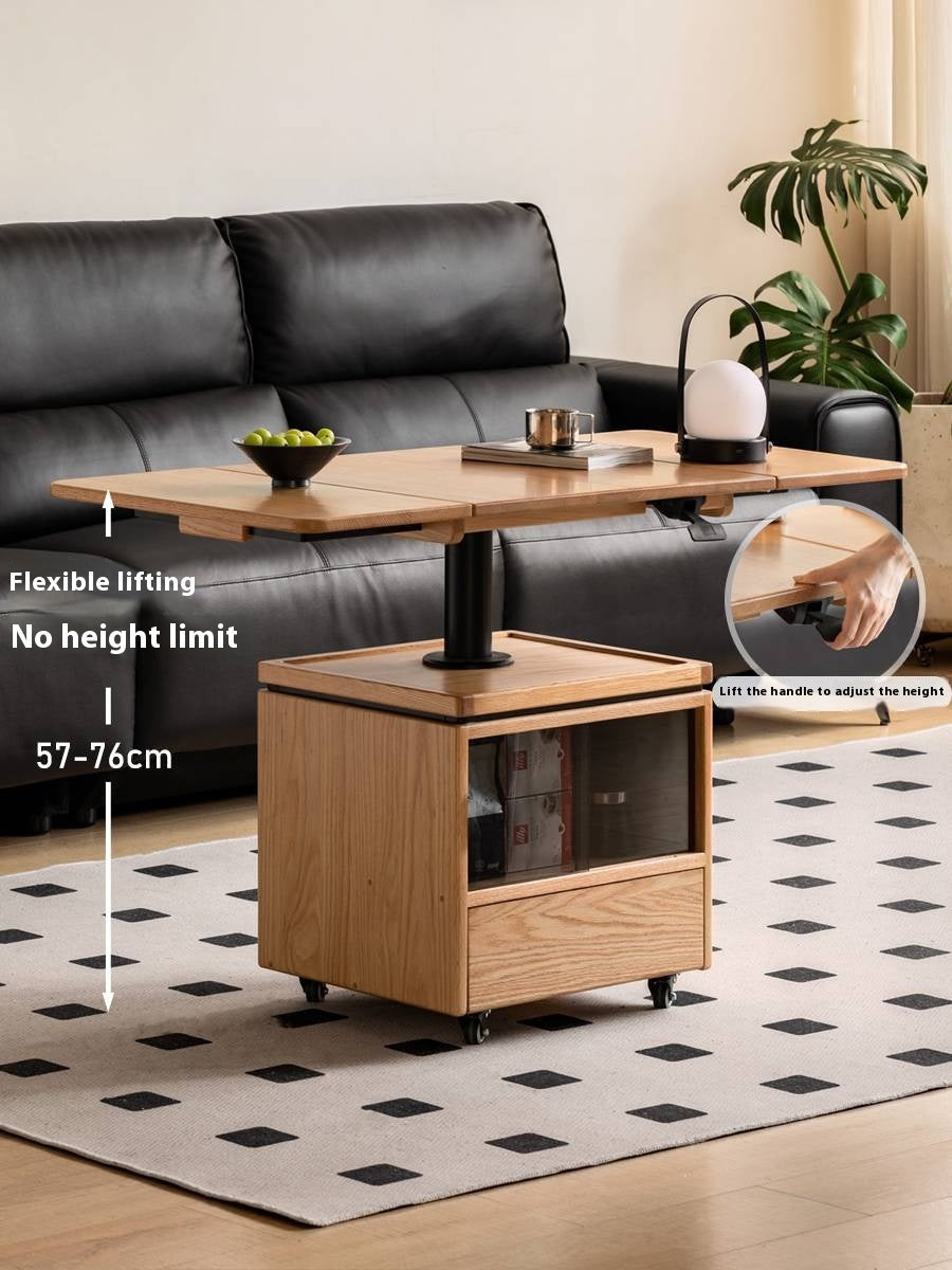 Oak Solid Wood Modern Style Lifting Mobile Coffee Table