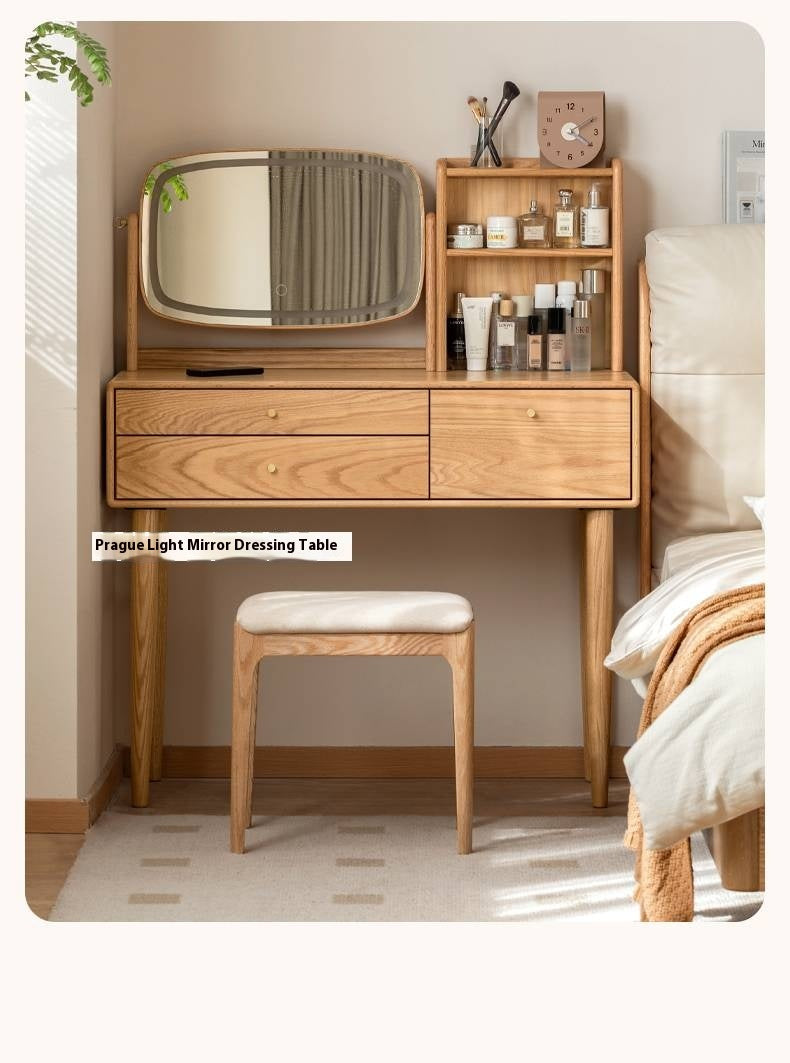 Ash, Black Walnut, Oak, Sandalwood Solid Wood Makeup Stool