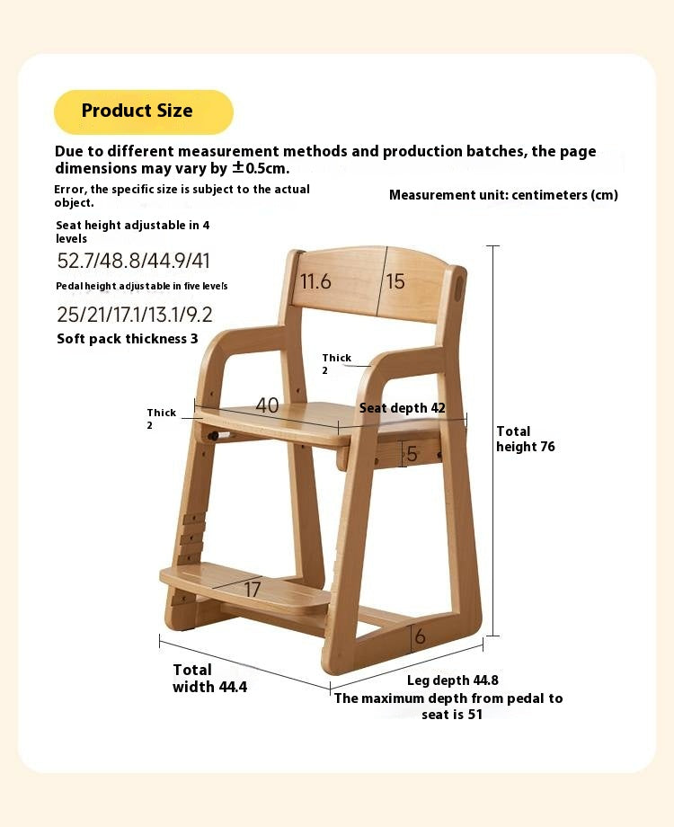 Beech Solid Wood Washable Kids Soft Chair