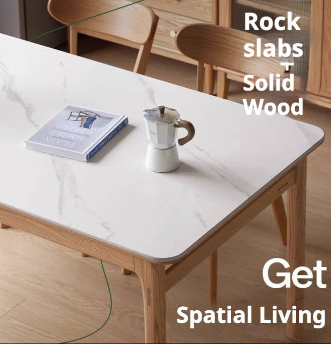 Oak Solid Wood Modern Rock Plate Dining Table
