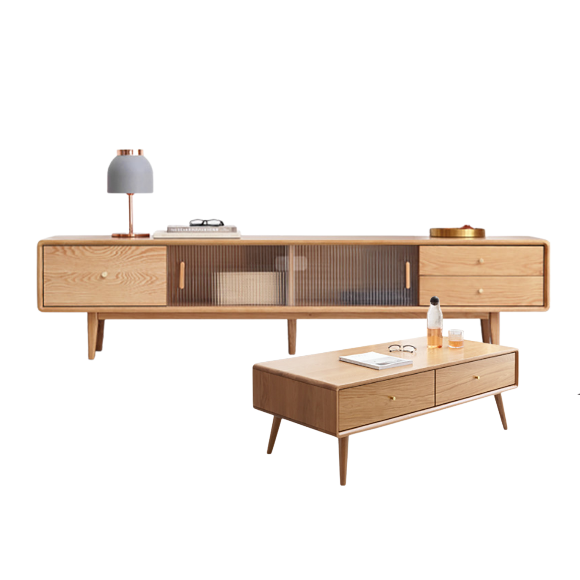 Oak Solid Wood Modern TV Cabinet