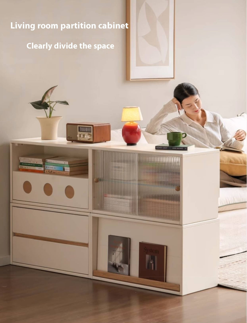 Rubber, Oak Solid wood Module Combination TV Stand.