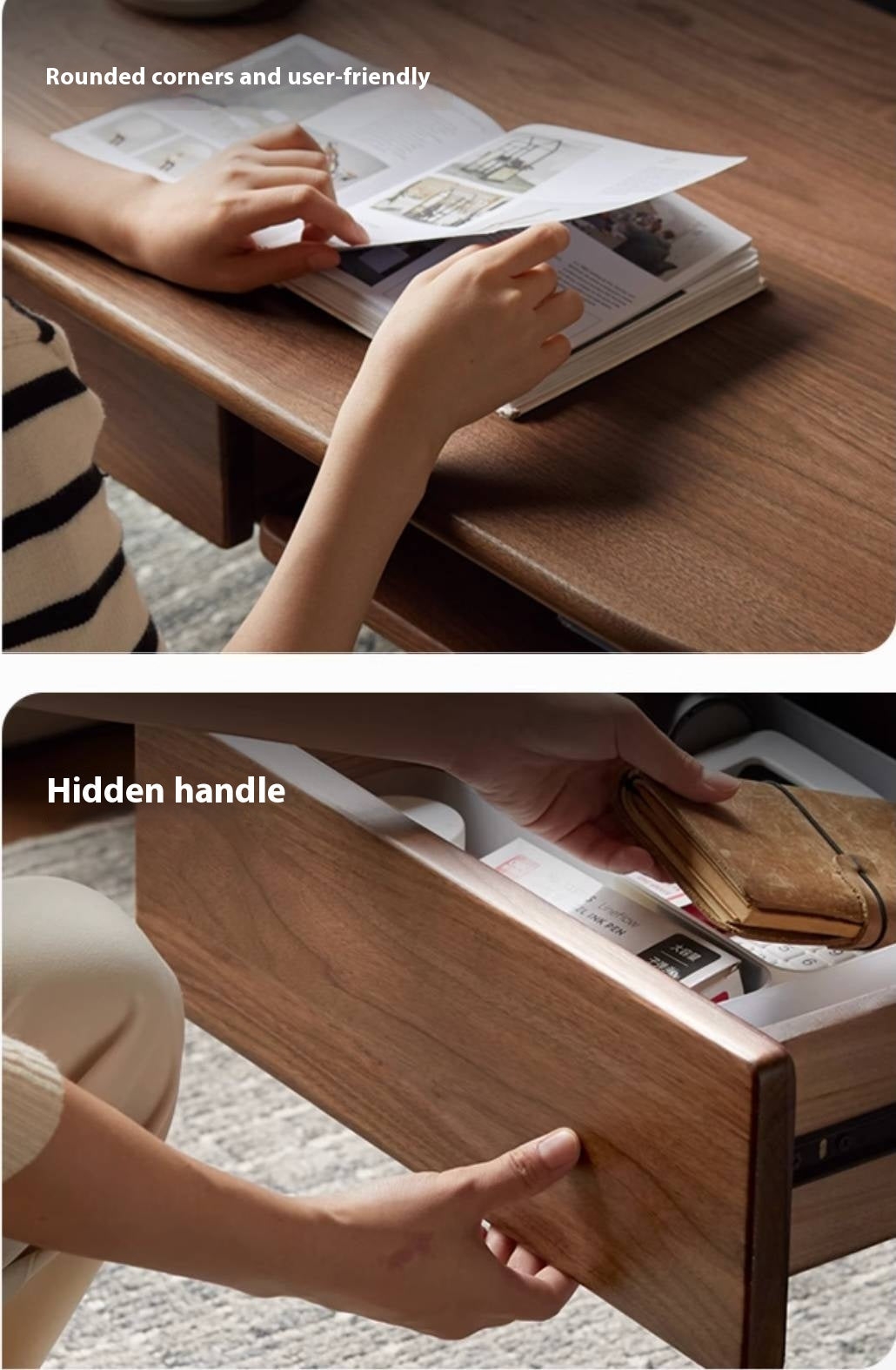 Black Walnut Solid Wood Italian Light Luxury Style Coffee Table