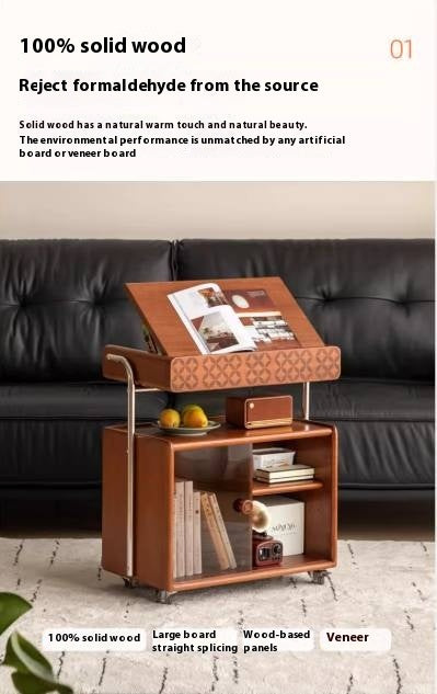 Poplar Solid Wood French Medieval Style Mobile Side Cabinet