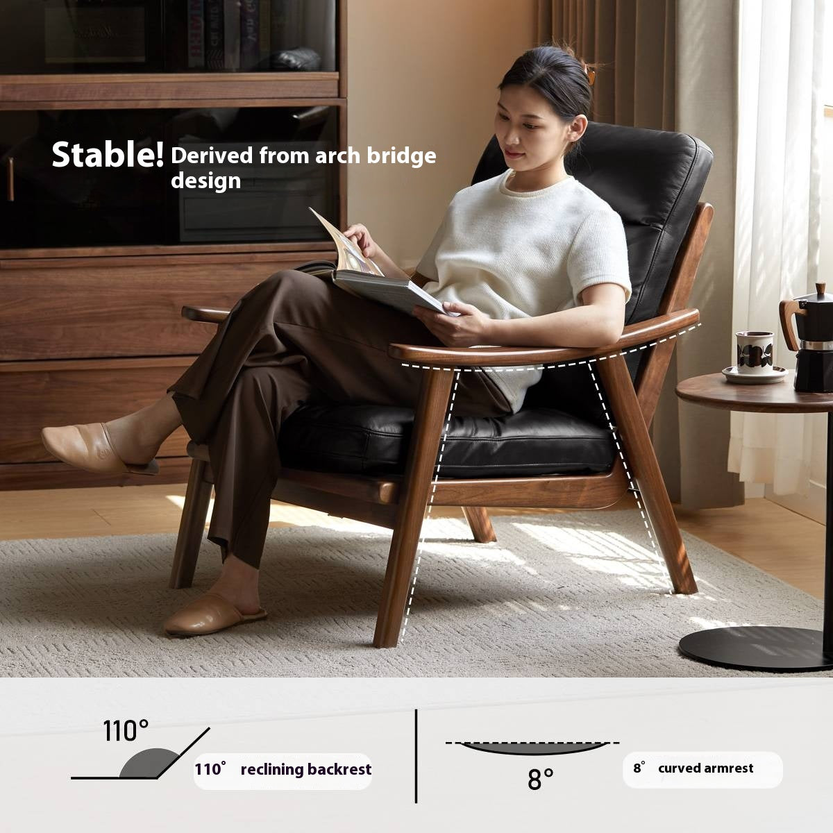 Ash, Black Walnut Solid Wood Armchair