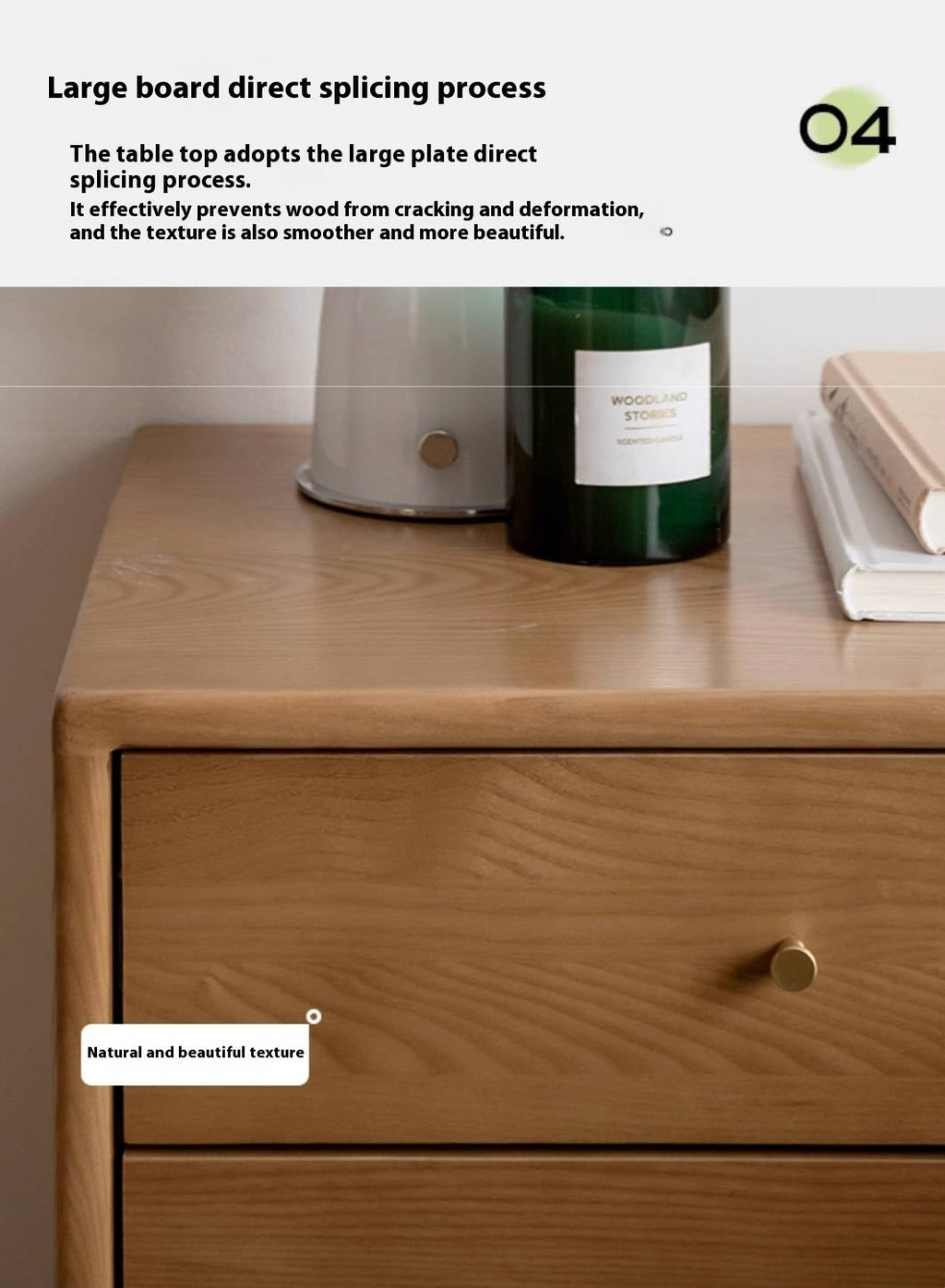 Ash, Cherry Solid Wood Modern Style Nightstand