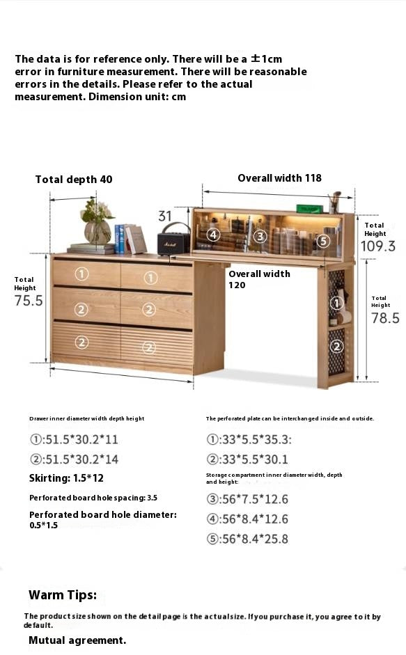 Ash Solid Wood Modern Multi-function Dressing Table