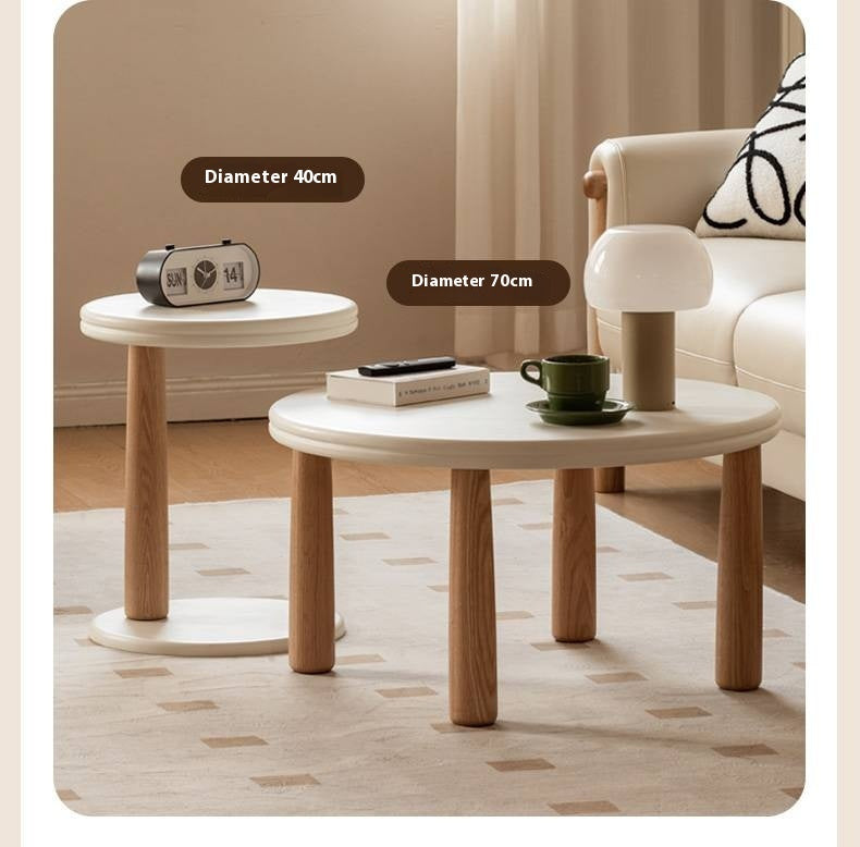 Oak Solid Wood Round Coffee Table Combination