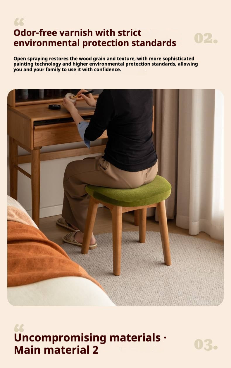 Oak, Cherry Solid Wood Makeup Stool