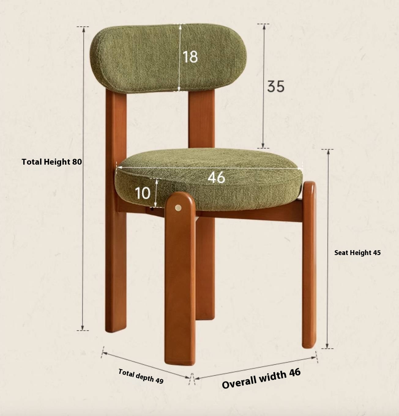 Black Walnut, Cherry, Beech, Solid Rubberwood Retro Style Dining Chair