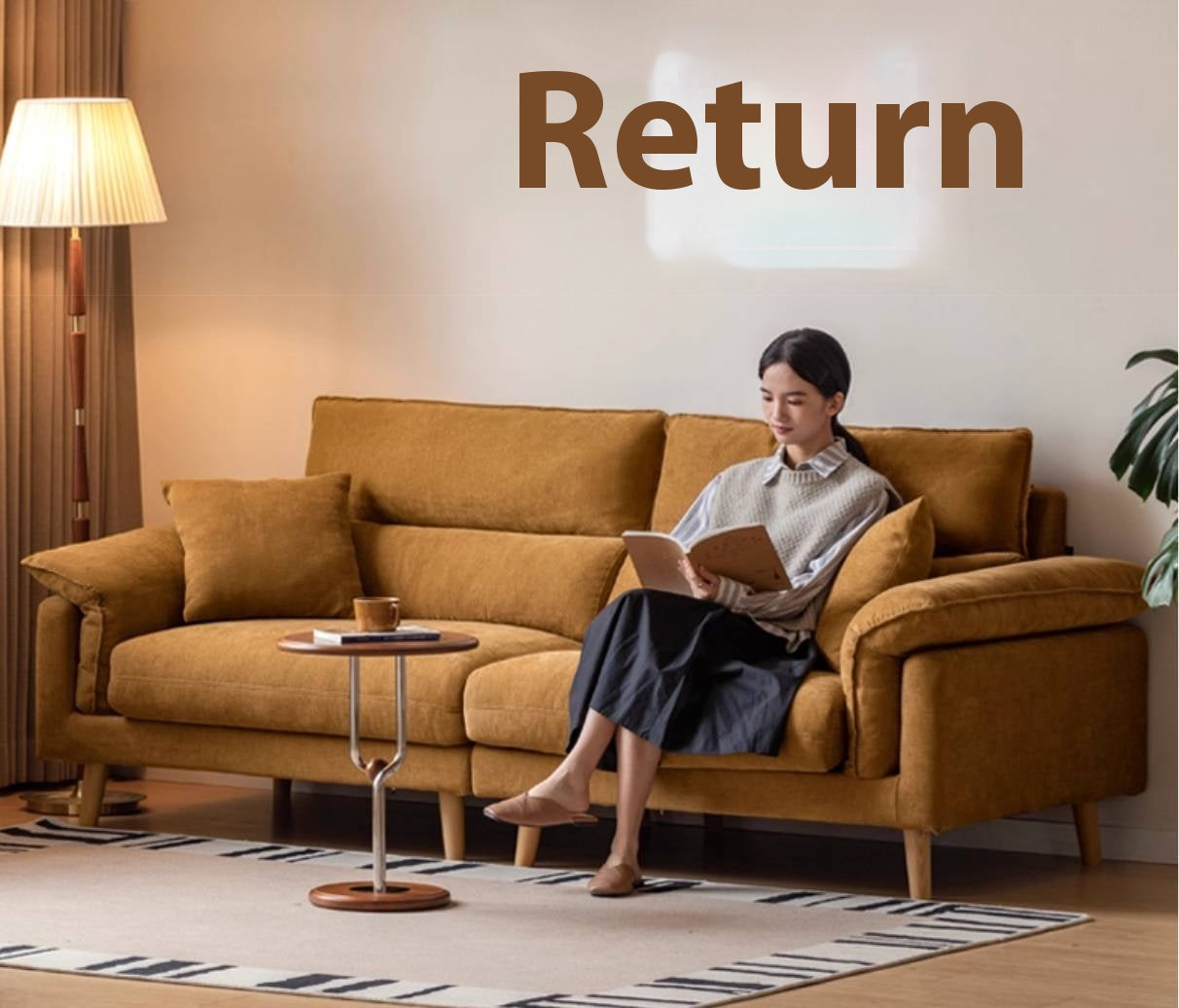 Fabric Sofa Simple High Backrest-