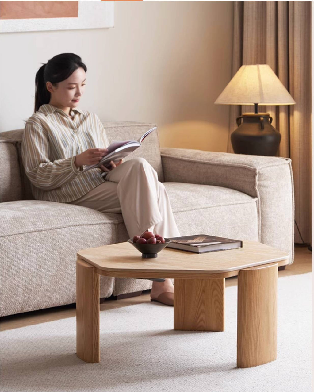 Ash Solid Wood Wabi-Sabi Style Coffee Table