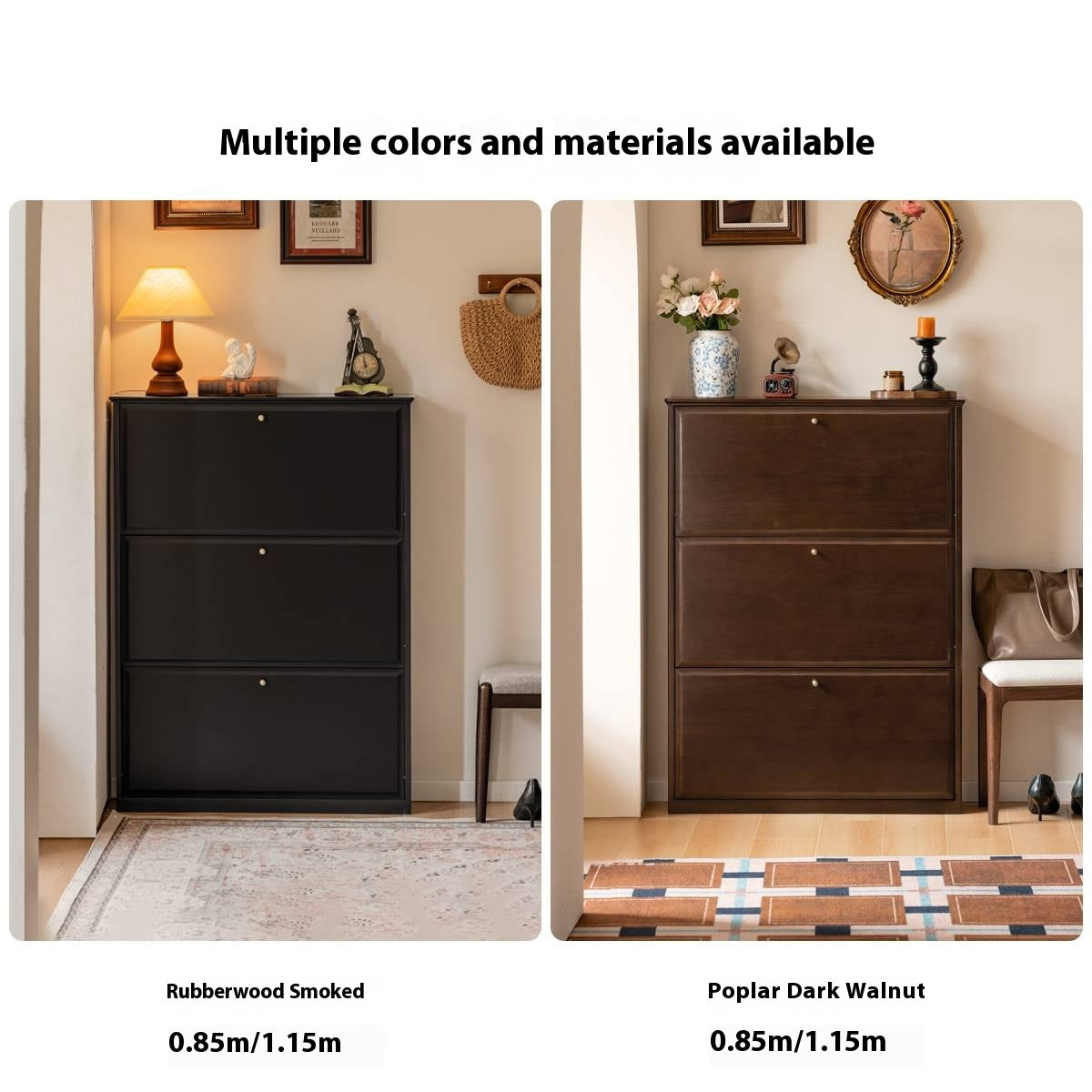 Oak Solid Wood American Retro Style Shoe Cabinet