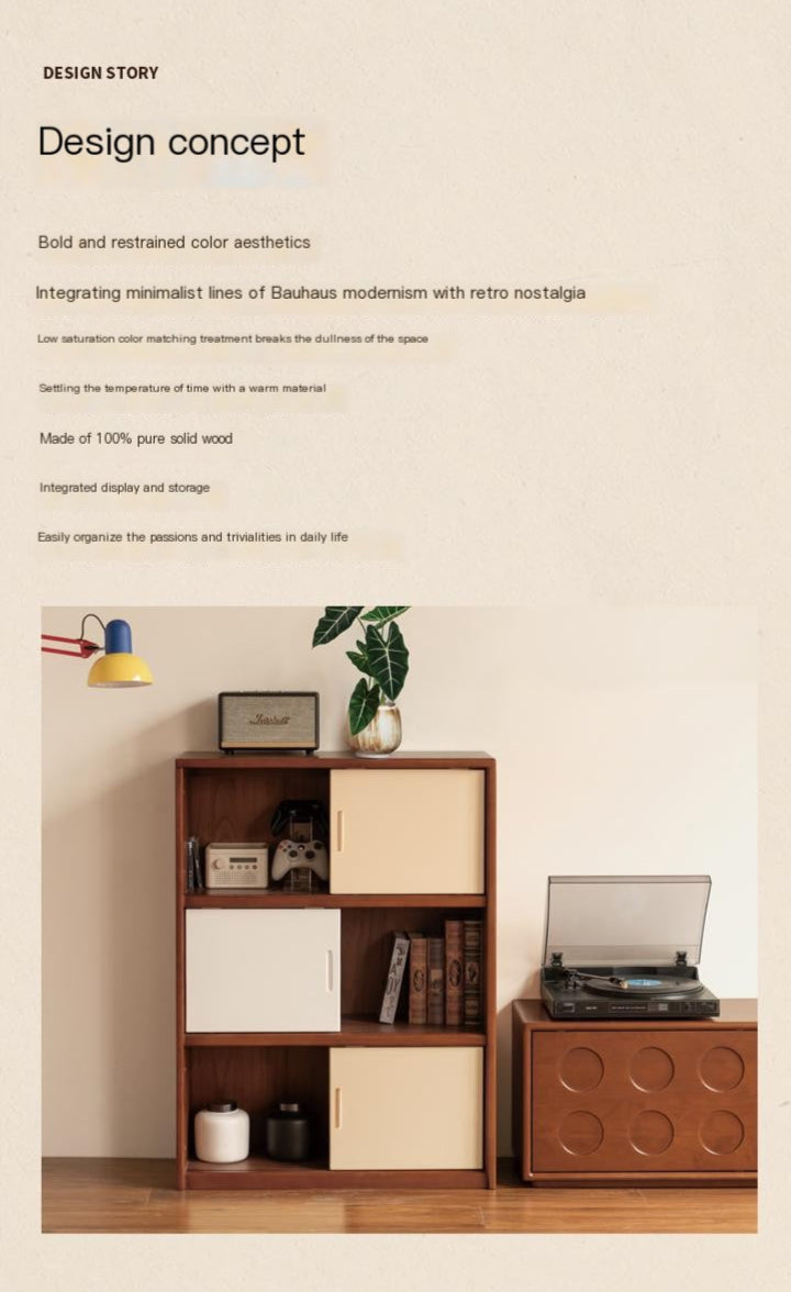 Poplar Solid Wood Bauhaus Side Cabinet