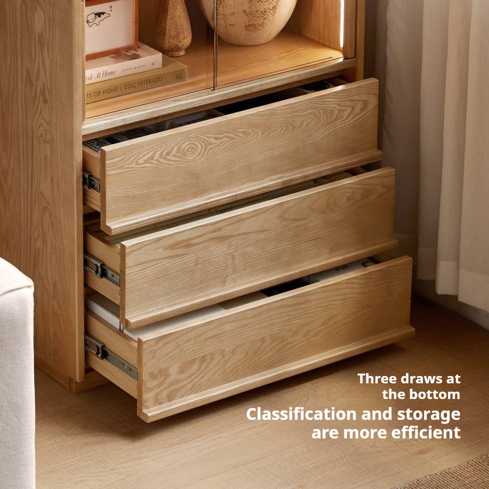 Ash Solid Wood Edge Cabinet Wabi Sabi Style