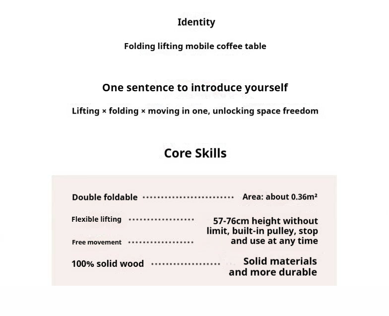 Oak Solid Wood Modern Elevating Folding Tea Table