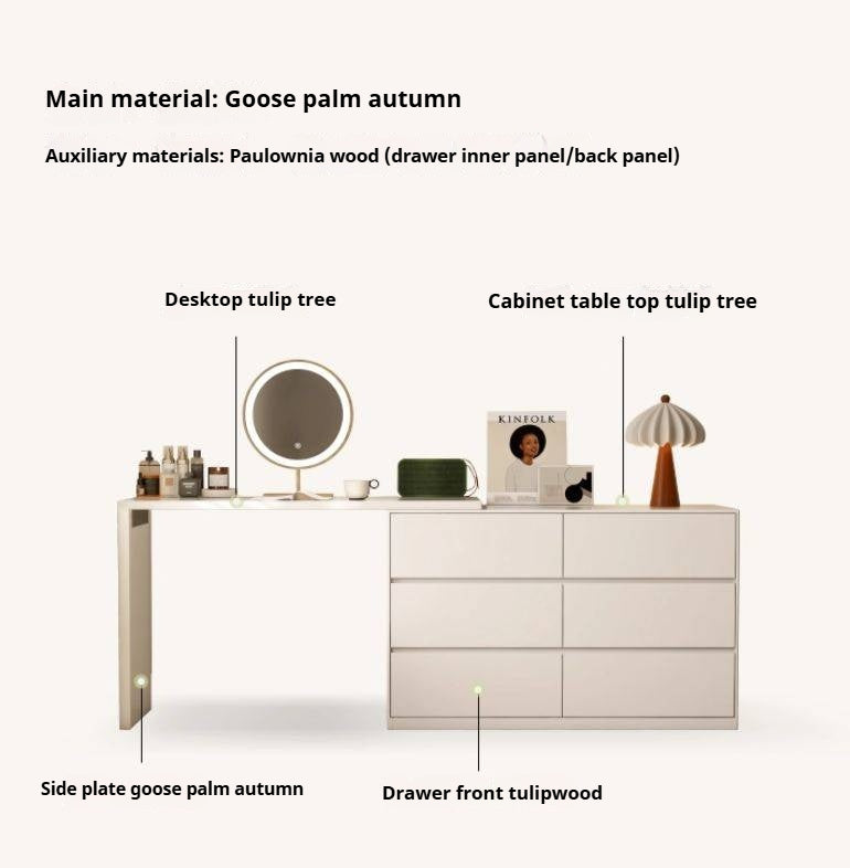 Poplar Solid Wood Makeup Table and Stretchable Dressing Table