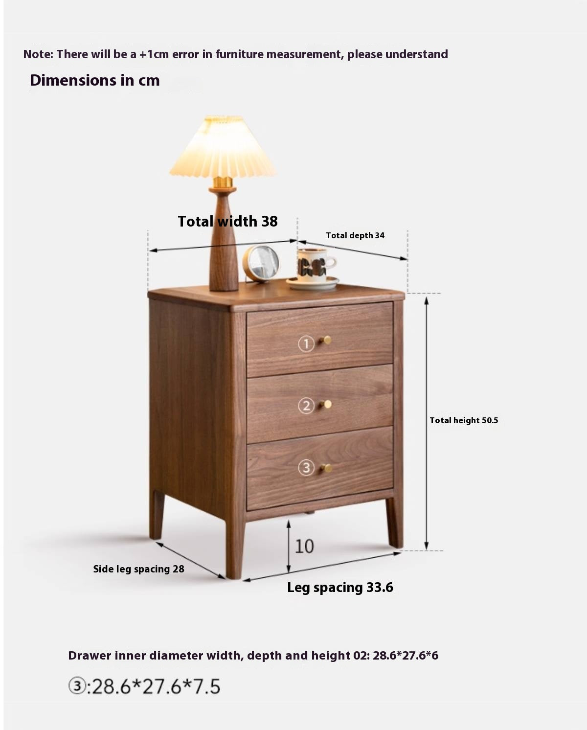 Black Walnut Solid Wood Nordic Style Nightstand