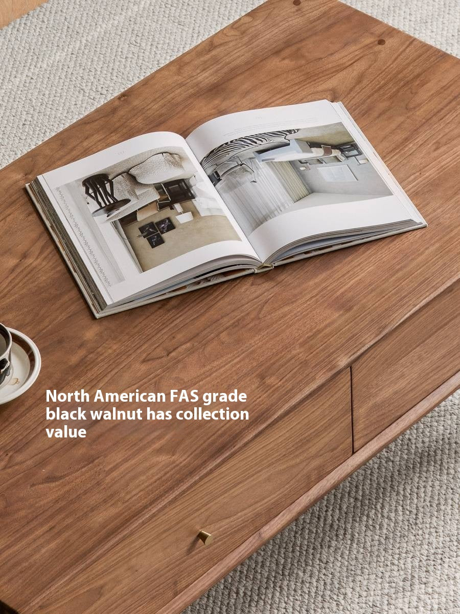 Golden Sandalwood, Black Walnut Solid Wood Rock Plate Tea Table