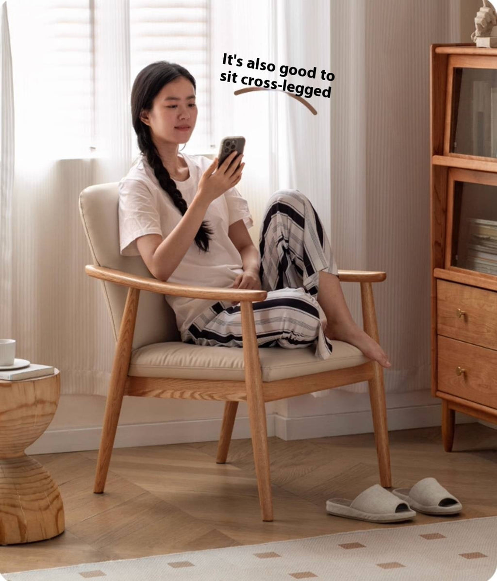 Oak Solid Wood Modern Minimalist Style Leisure Armchair