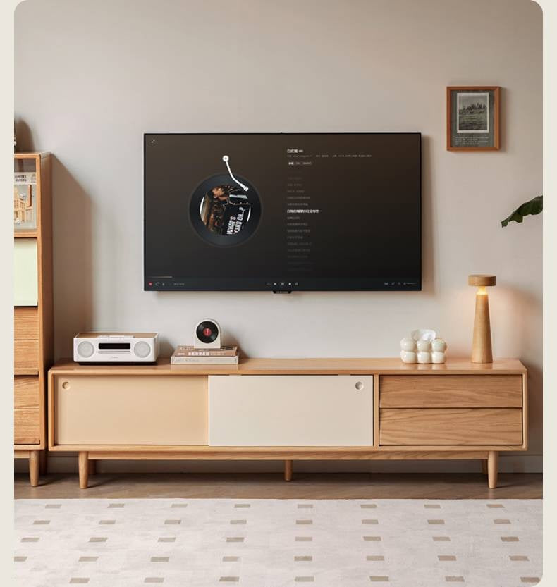 Oak Solid Wood Modern TV Stand.