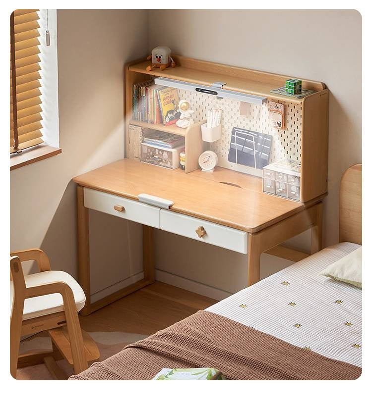 Beech Solid Wood Kids Learning Desk with Eye Protection Lamp