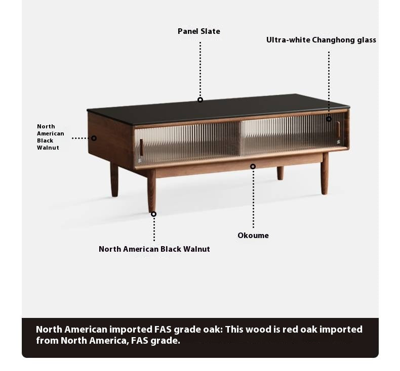 Black Walnut, Oak, Solid Rubberwood Solid Wood Modern Style Tea Table