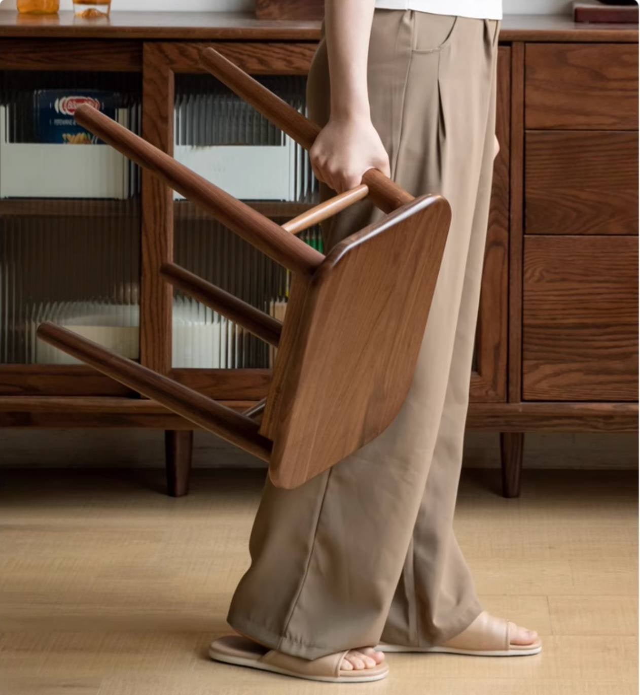 Black Walnut, Oak, Cherry, Rubberwood, Sandalwood Solid Wood Dressing Stool