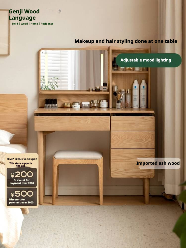 Ash Solid Wood Multifunctional Modern Dressing Table