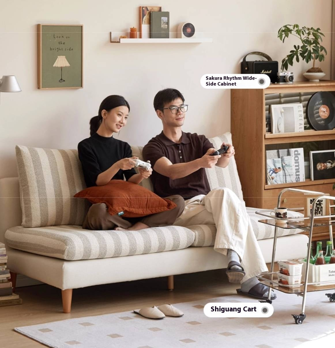 Beech, Fabric Cotton And Linen Sofa