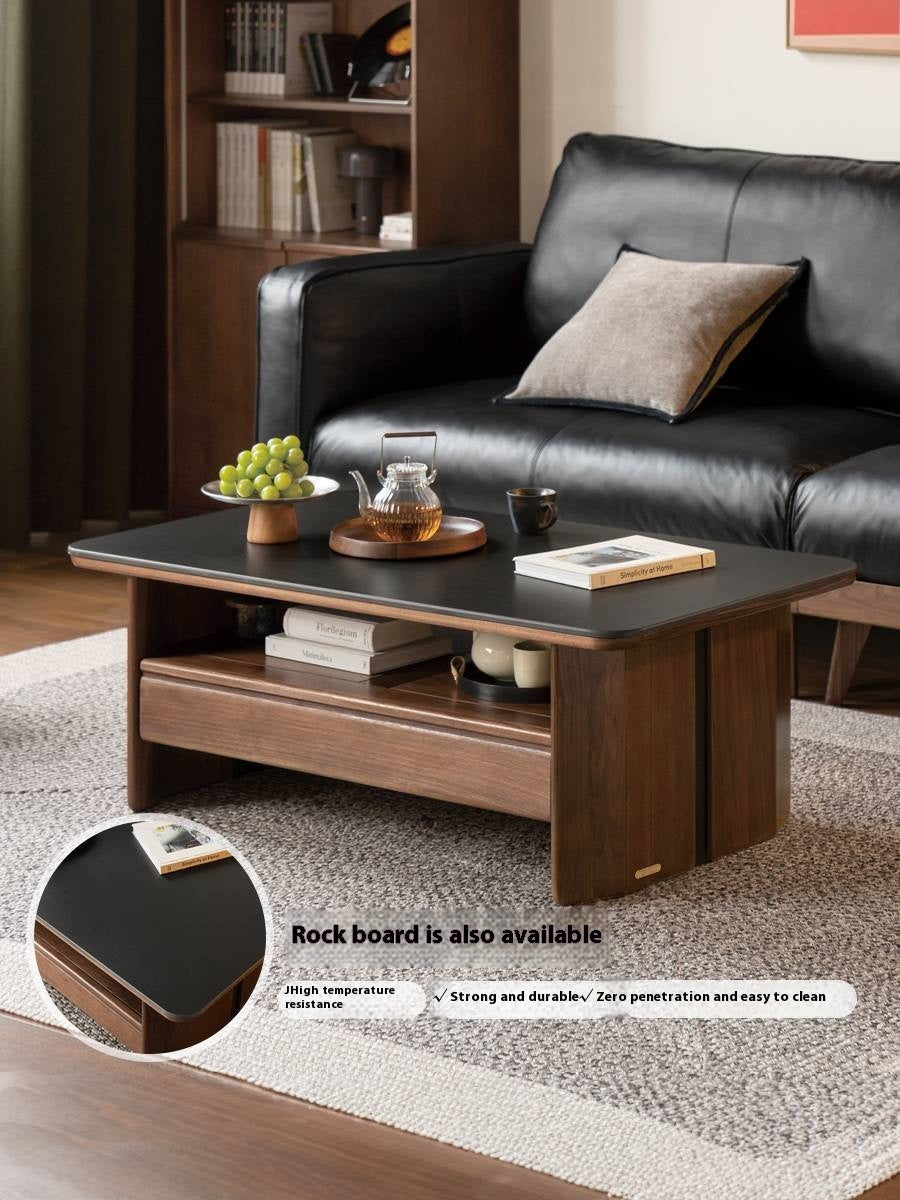 Black Walnut Solid Wood Rock Plate Coffee Table