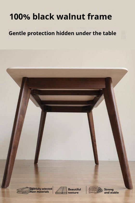 Black Walnut Solid Wood Modern Rock Plate Dining Table