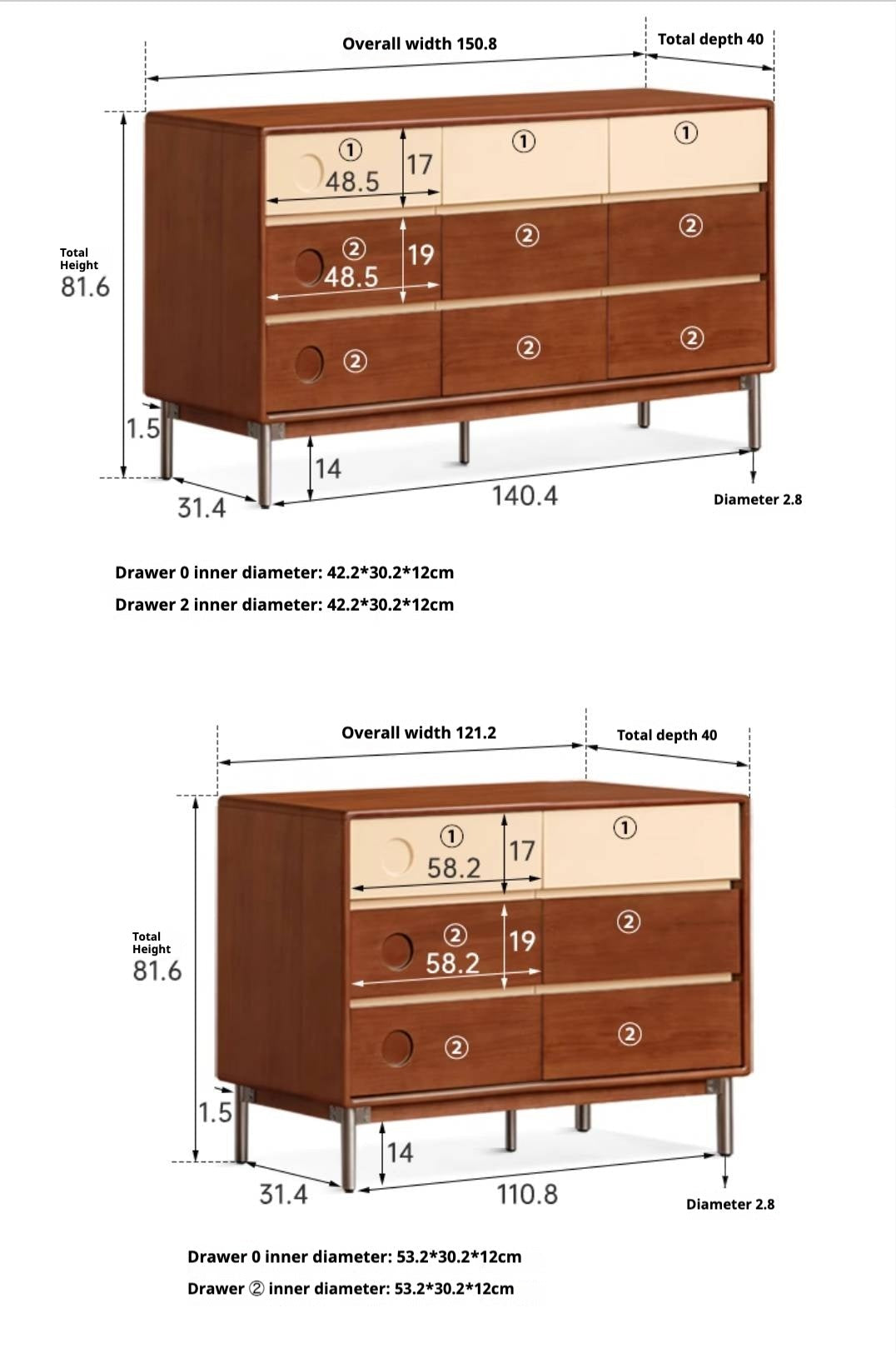Poplar, Cherry Solid Wood Antique Style Drawer